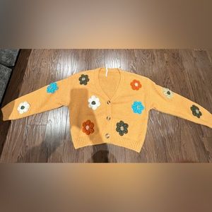 Crochet flower cardigan